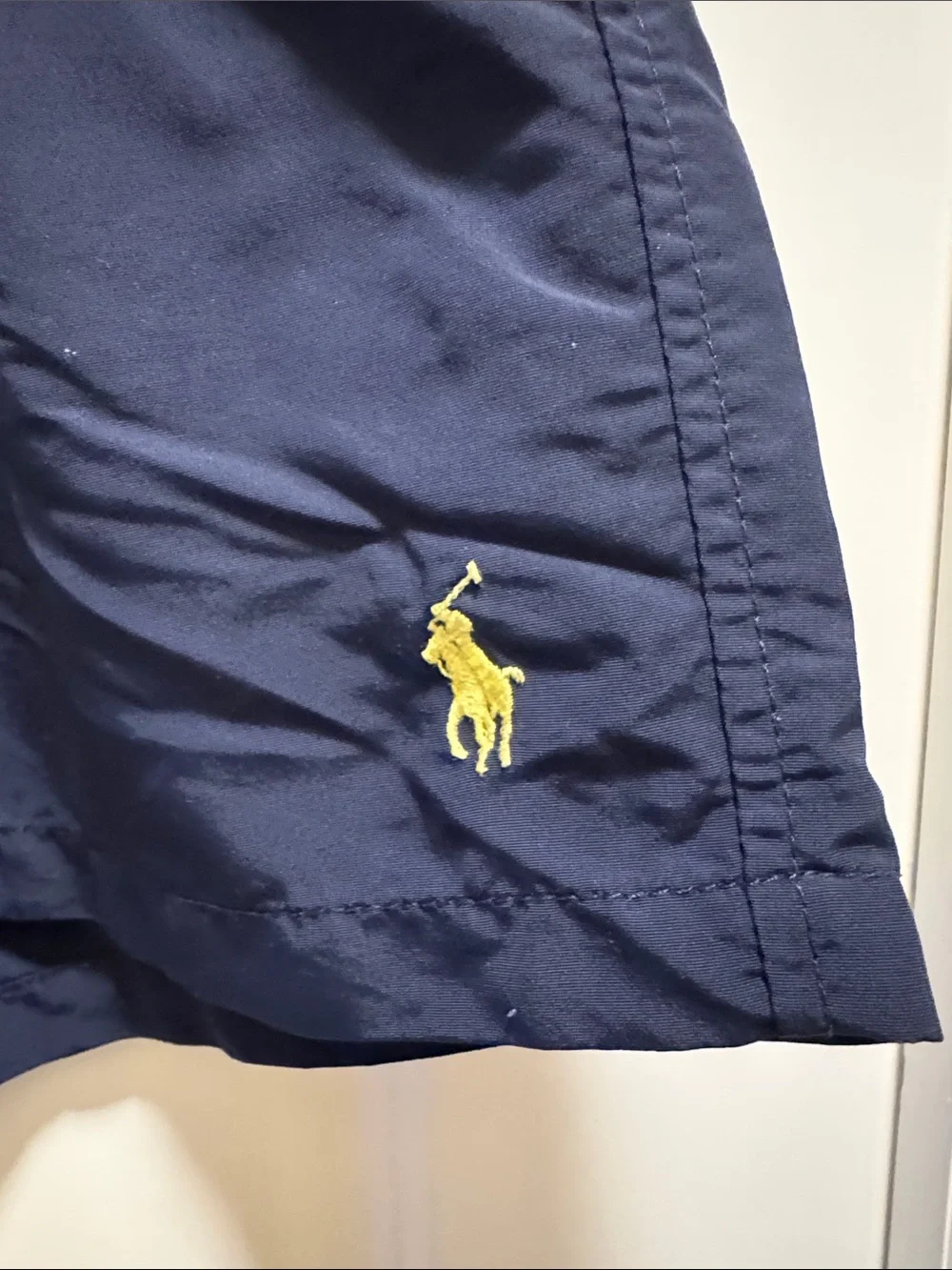 Polo by Ralph Lauren Navy Blue Swim Trunks with Yellow Pony Men L
